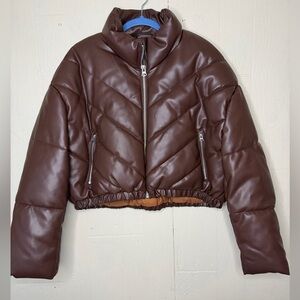 Hudson Jeans Cropped Chevron Puffer Jacket